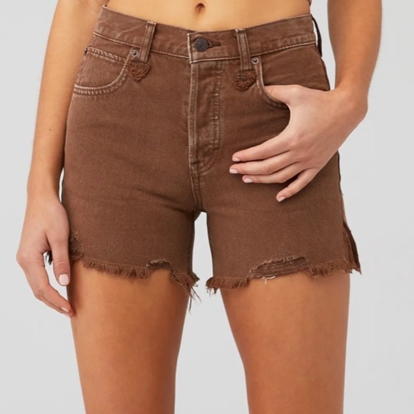 NWT Free People Makai High Rise Cutoff Shorts in Washed Chocolate - Picture 5 of 10
